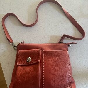 Elegant Red Leather Crossbody Bag